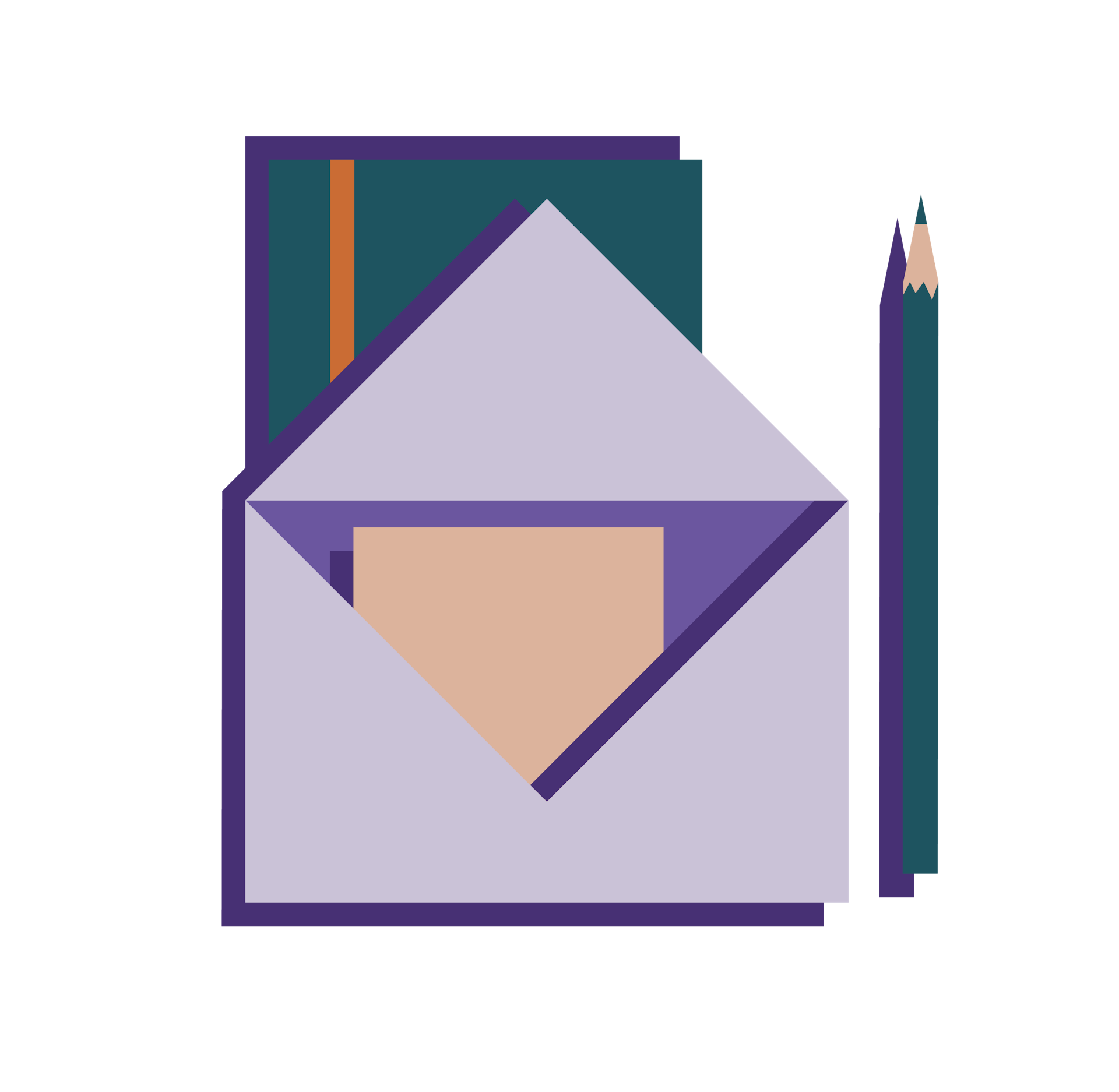 Der Kontist Letter für Selbständige und Freelancer, dargestellt im klassischen Briefumschlag mit Notizbuch und Stift